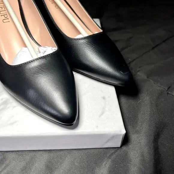 BUEUPU low heel‎ pointed toe pump shoes womens 8 preppy classic contemporary - Picture 7 of 7